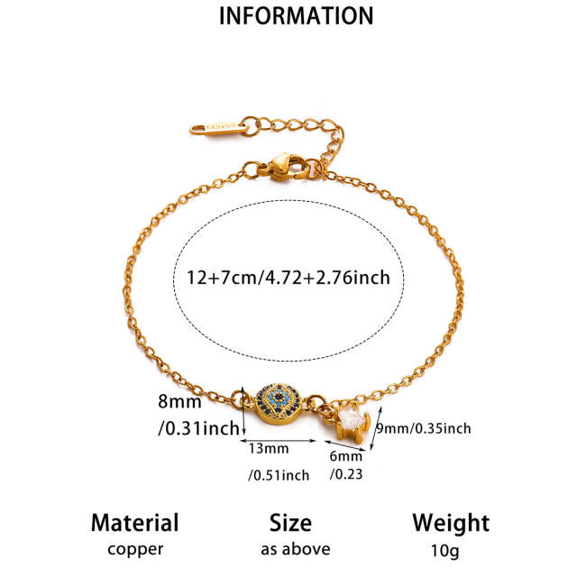 Evil Eye 18KG Plated Stainless Steel Bracelet