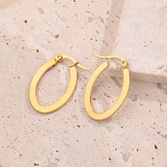 Style V Shape 1 Polishing Plating 304 Stainless Steel 18K Gold Plated Earrings