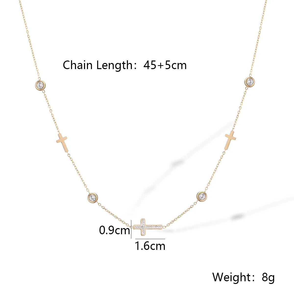 Cross Diamonds 304 Stainless Steel and 18K Gold Plated Necklace