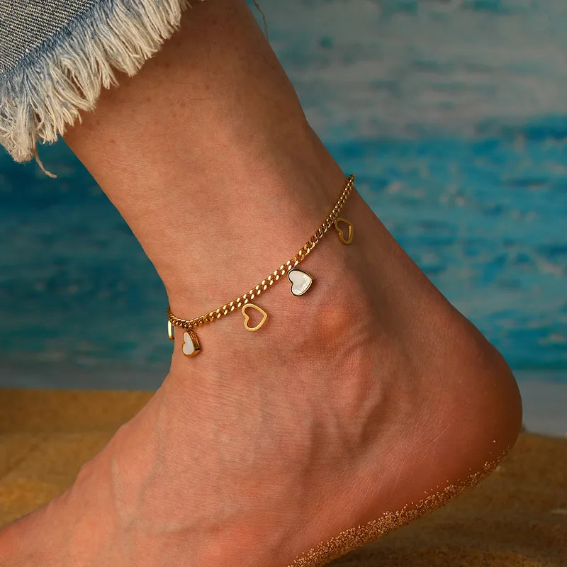 Heart Hollow 18K Gold Plated 304 Stainless Steel Anklet