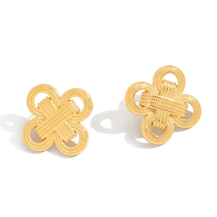 Four Leaf Clover 18K Gold Stainless Steel / Knot Earrings