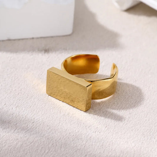 High Standards 18K Gold Plated and Stainless Steel  Adjustable Ring