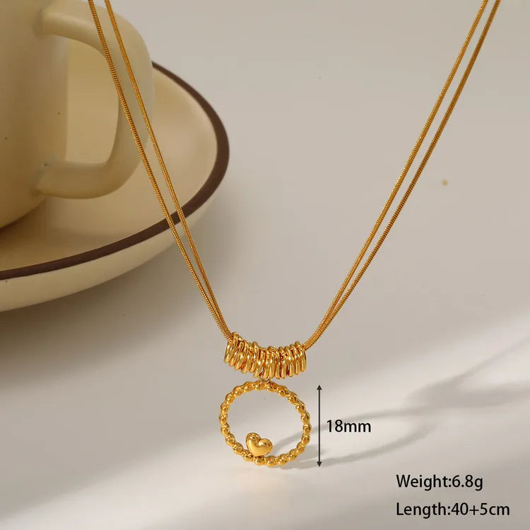 18K Gold Plated Sun Heart Flower 304 Stainless Steel Lobster Clasp Necklace