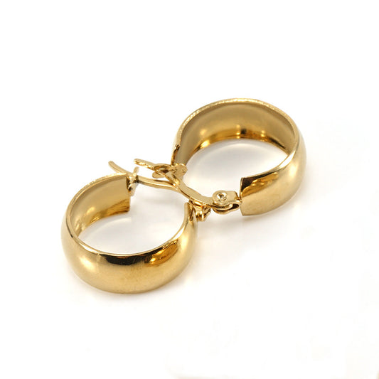 18mm Round 304 Stainless Steel 18K Gold Plated Stainless Steel Earring