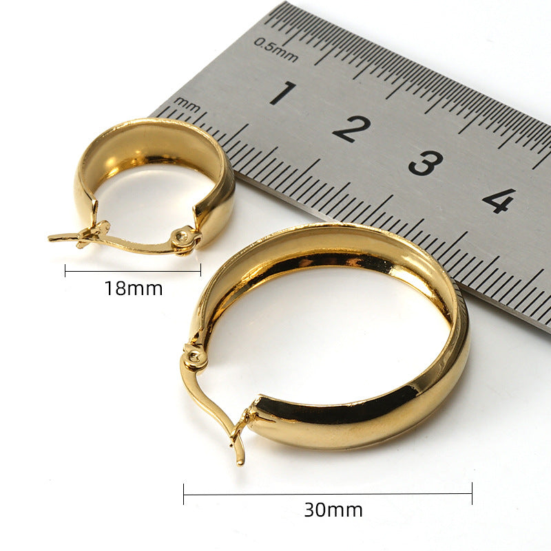 18mm Round 304 Stainless Steel 18K Gold Plated Stainless Steel Earring
