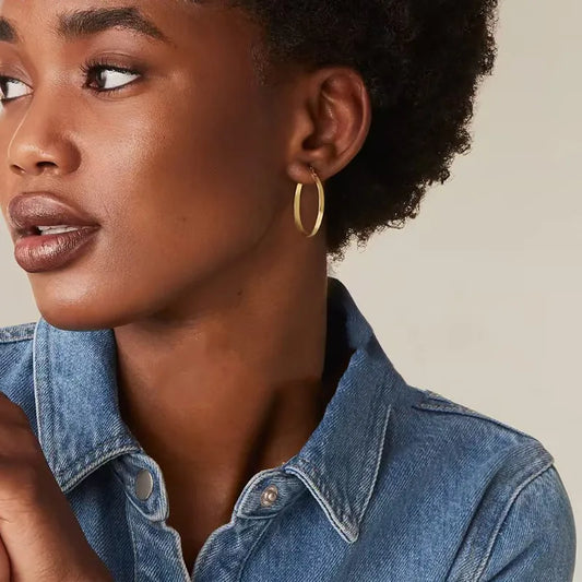 18K Gold Plated Earrings Elegant Casual Polished Finish Daily Date Selfie Ear Studs For Women