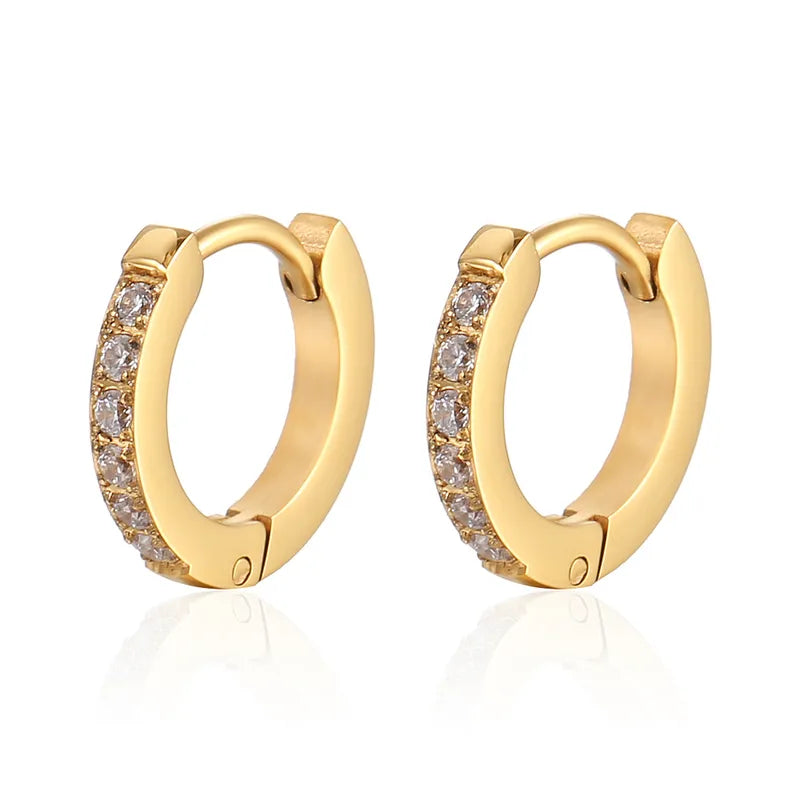 304 Stainless Steel Diamond Rhinestones 18K Gold Plated Stainless Steel Earrings
