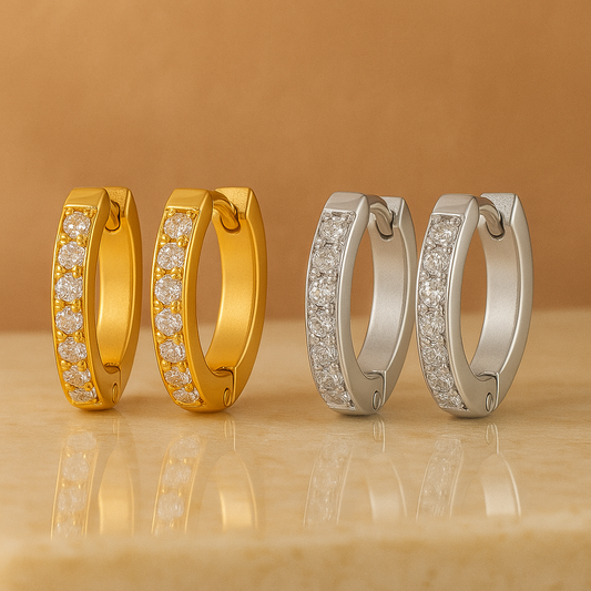 304 Stainless Steel Diamond Rhinestones 18K Gold Plated Stainless Steel Earrings