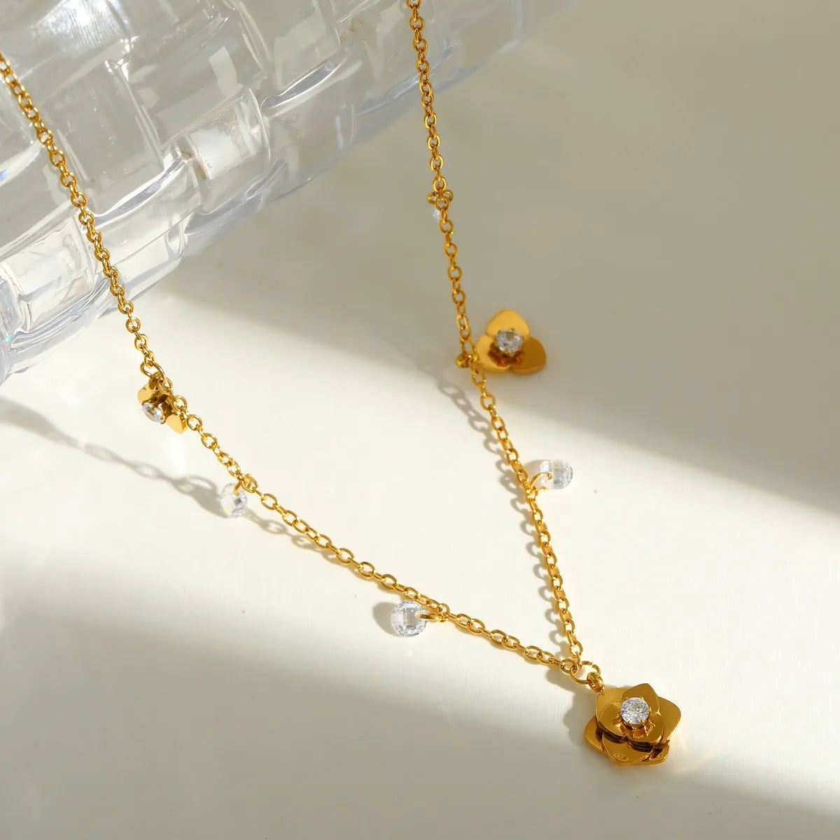 Luxurious Zirconia 18K Gold Plated Stainless Steel Necklace