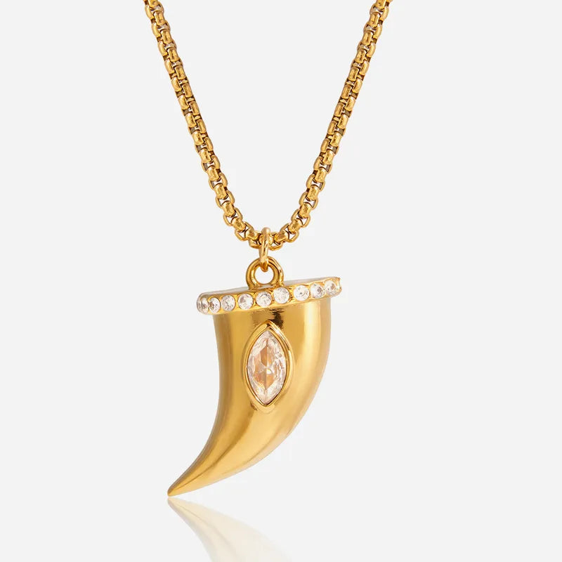 Hook Zirconia 18K Gold Plated 304 Stainless Steel Electroplated Necklace