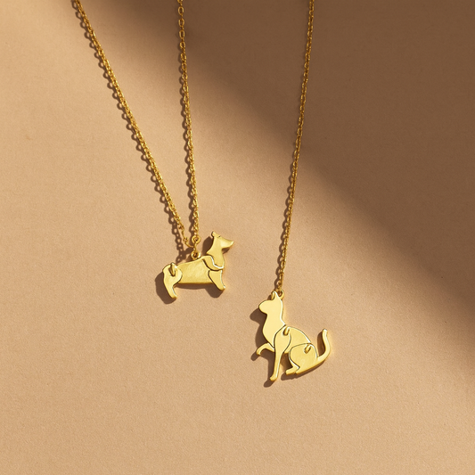 Book and Cat Waterproof 304 Stainless Steel and18K Gold Plated Necklace