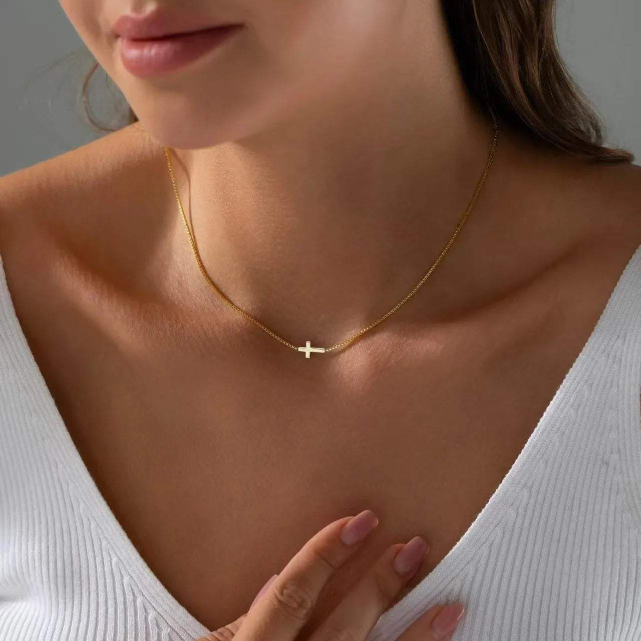 Aesthetic Cross 18K Gold Plated Cross 304 Stainless Steel Necklace