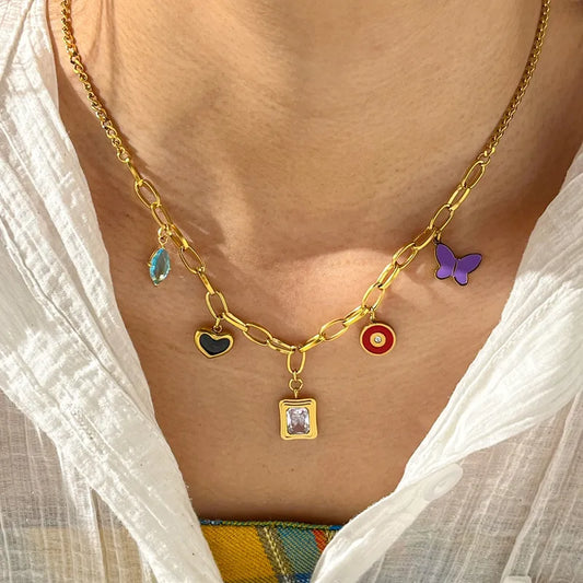 Butterfly Heart Luxurious 18K Gold Plated Stainless Steel Necklace