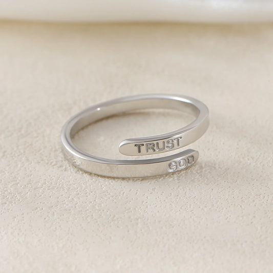 Trust God Always 304 Stainless Steel Open Ring
