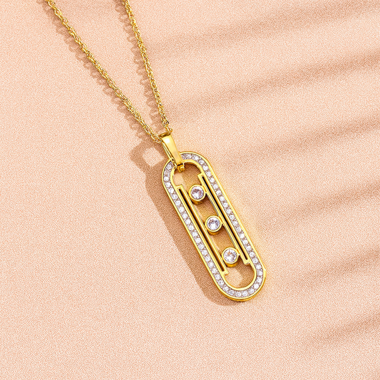 Two Stranded Vertical Round 18K Gold Plated Stainless Steel Necklace