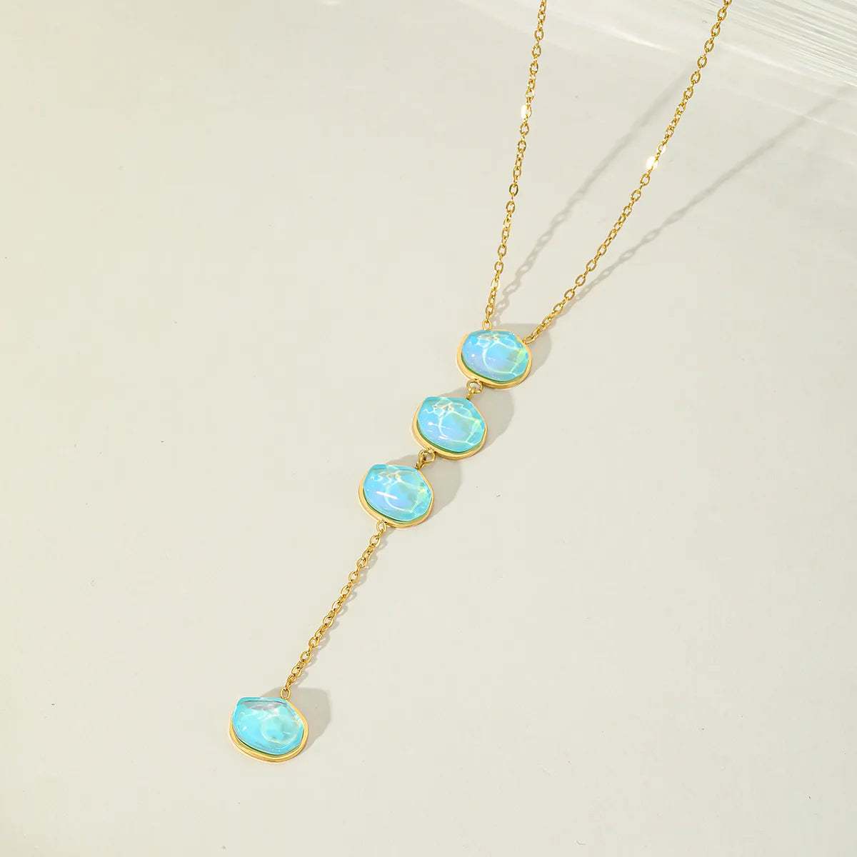 Modern Style Irregular Geometric 304 Stainless Steel Zircon 18K Gold Plated Plating Inlay Pendant Necklace