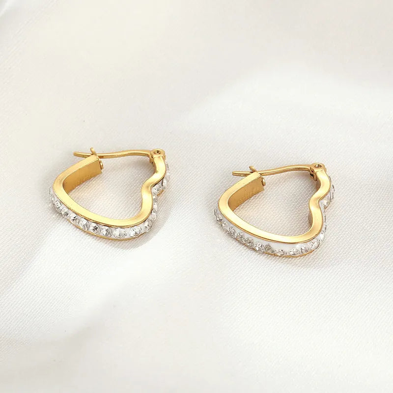 Heart Shape 304 Stainless Steel 18K Gold Plated Earrings