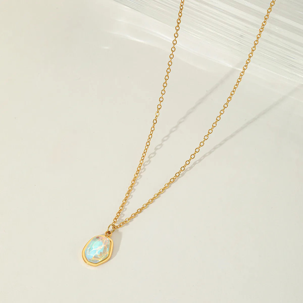 Modern Style Irregular Geometric 304 Stainless Steel Zircon 18K Gold Plated Plating Inlay Pendant Necklace