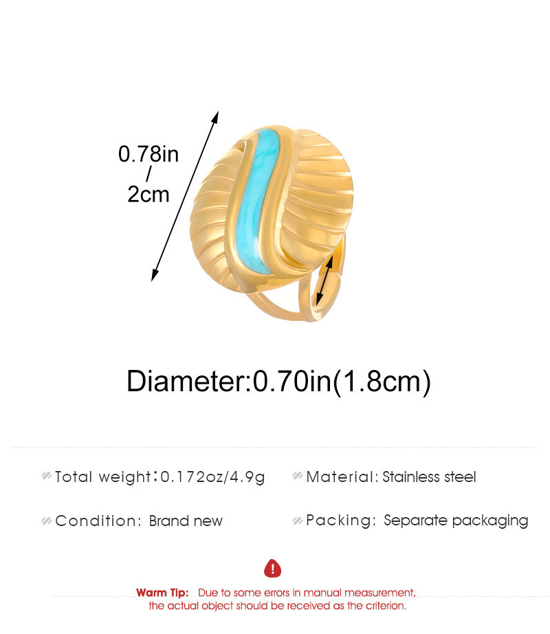 Elegant Retro Geometric 304 Stainless Steel Turquoise 18K Gold Plated Plating Rings Bracelets Earrings