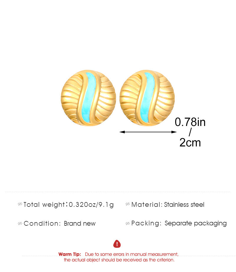 Elegant Retro Geometric 304 Stainless Steel Turquoise 18K Gold Plated Plating Rings Bracelets Earrings