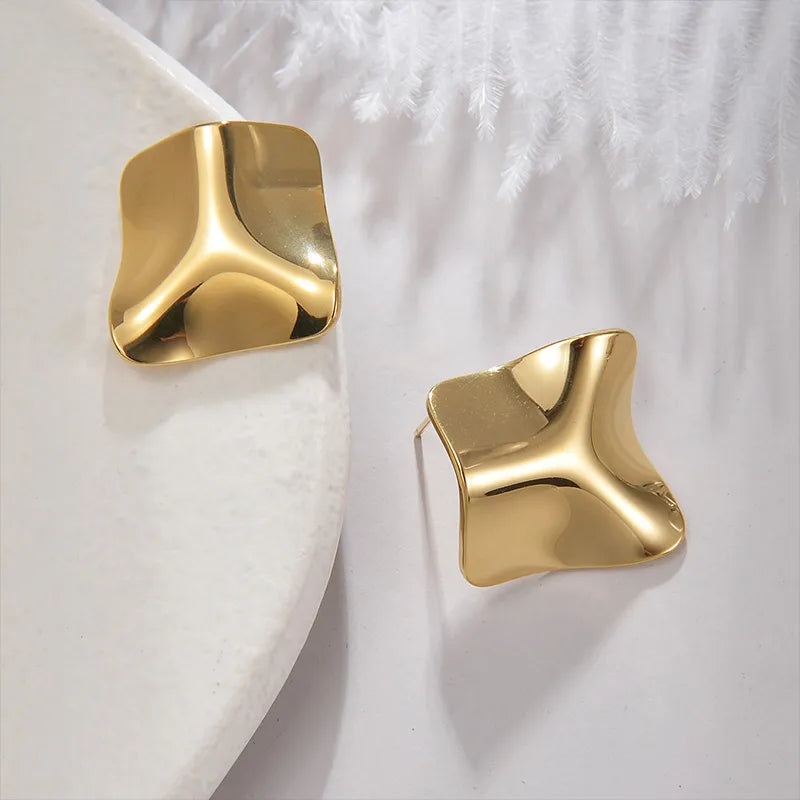 Irregular Geometric 18K Gold Plated 304 Stainless Steel Ear Stud