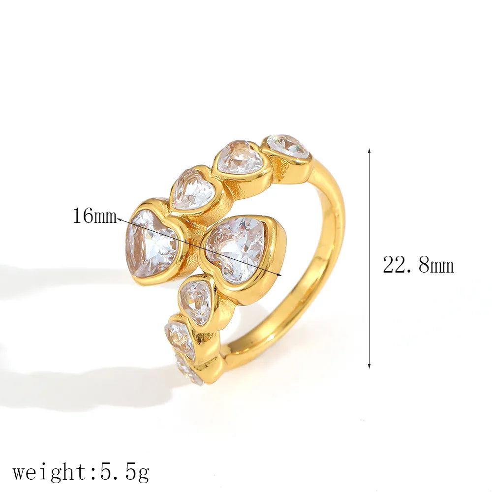 Hearts Around Style Geometric 304 Stainless Steel 18K Gold Plated Plating Ring