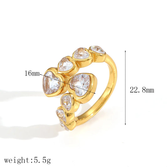 Hearts Around Style Geometric 304 Stainless Steel 18K Gold Plated Plating Ring