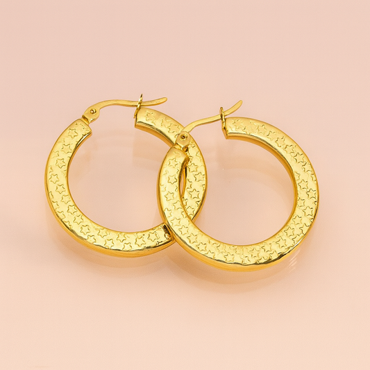 Fashion Round 304 Stainless Steel 18K Gold Plated Stainless Steel Earrings