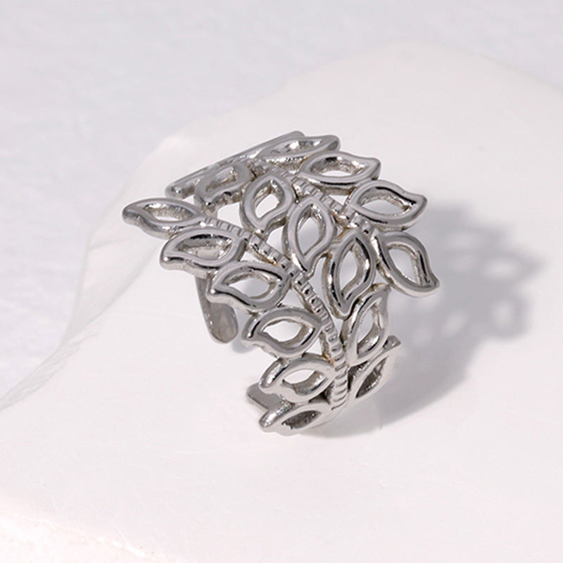 Leafy 304 Stainless Steel 18K Gold Plated Stainless Steel Ring