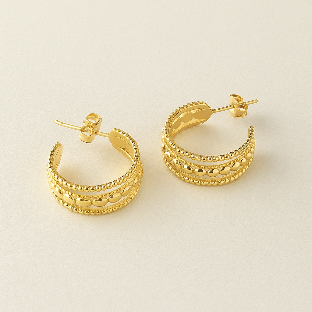 U Shape 304 Stainless Steel 18K Gold Plated Stainless Steel Earrings