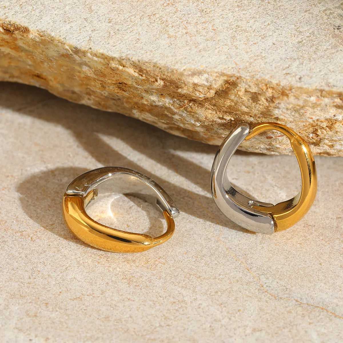 Mixed Metal Plating 304 Stainless Steel 18K Gold Plated Ear Studs