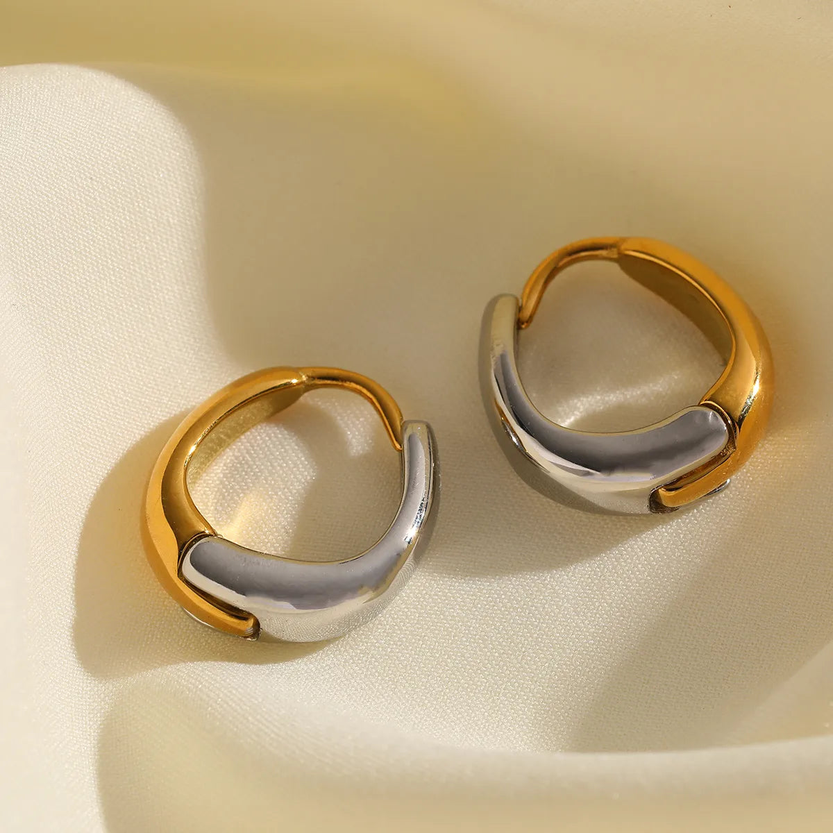 Mixed Metal Plating 304 Stainless Steel 18K Gold Plated Ear Studs