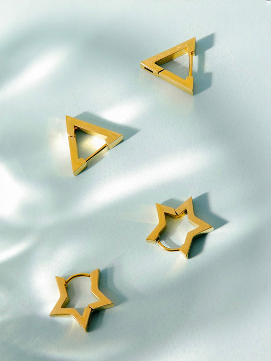 Triangle Geometric 304 Stainless Steel 18K Gold Plated Earrings