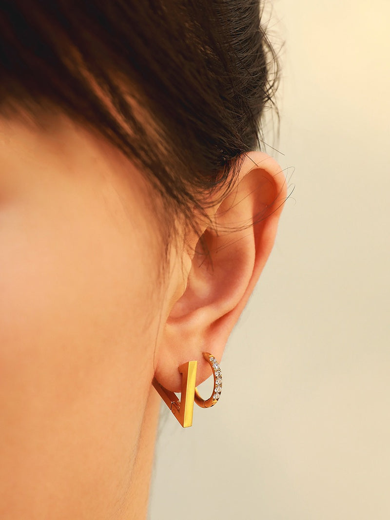 Triangle Geometric 304 Stainless Steel 18K Gold Plated Earrings