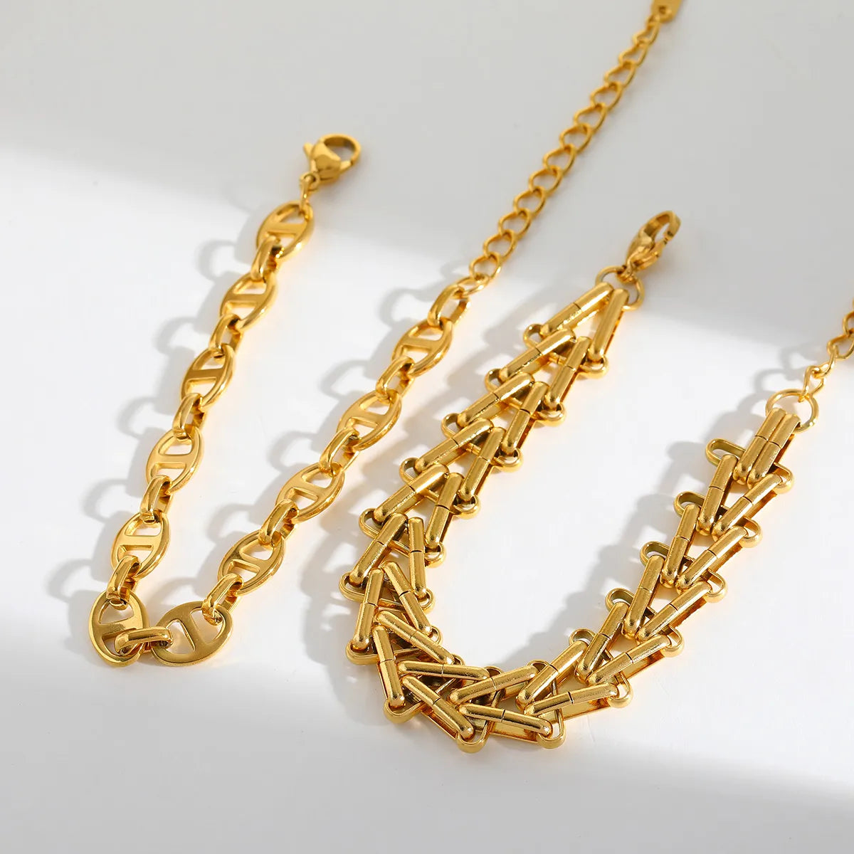 Geometric A-Line 18K Gold Plated Stainless Steel Bracelet