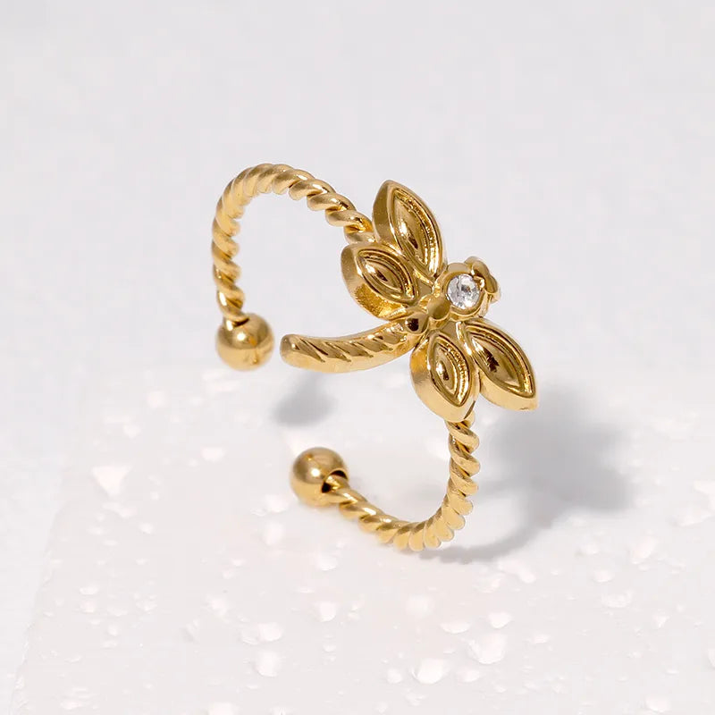 Dragonfly Open 18K Gold Plated and 304 Stainless Steel Ring