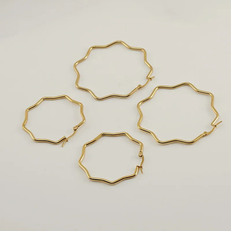 Waves Plating 304 Stainless Steel 18K Gold Plated Earrings