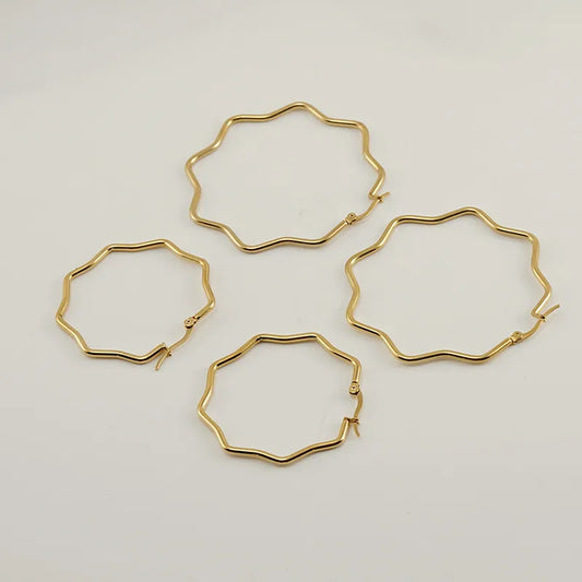 Waves Plating 304 Stainless Steel 18K Gold Plated Earrings