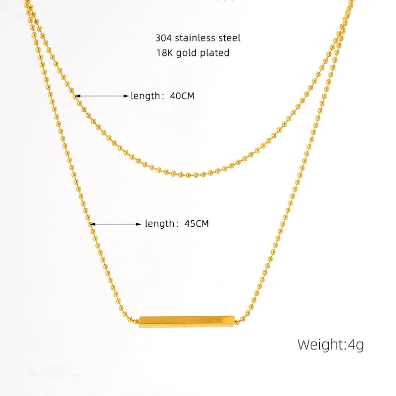 Unique Horizontal Bar Two Layered 18K Gold Plated and 304 Stainless Steel Necklace
