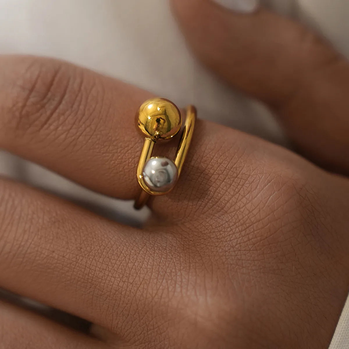 Multi-Color IG Style Simple Style Geometric 304 Stainless Steel 18K Gold Plated Ring