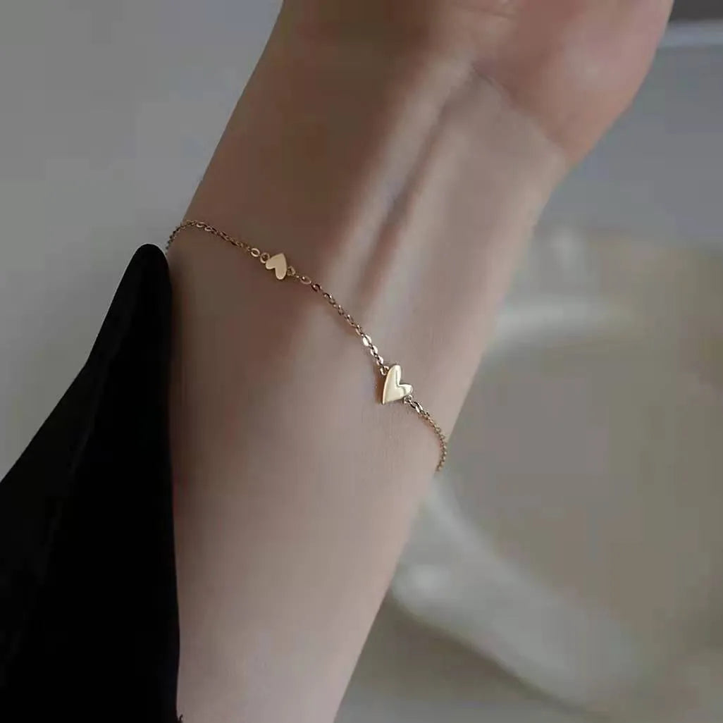 Heart Shape 304 Stainless Steel 18K Gold Plated Plating Stainless Steel Necklace/Bracelet
