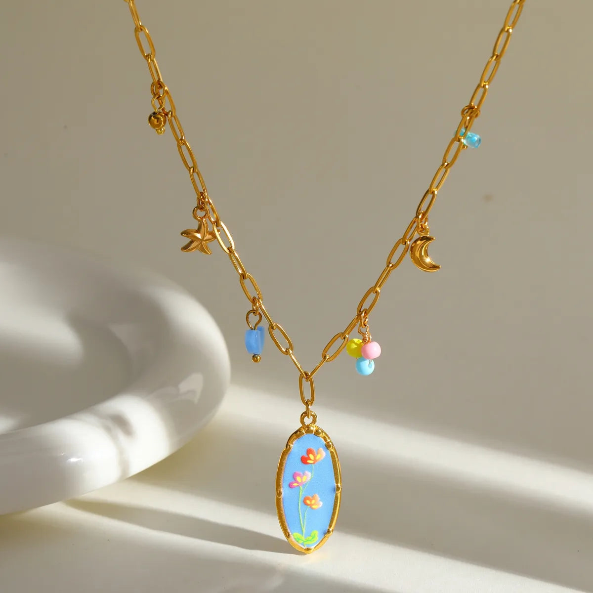 Sweet Flowers 18K Gold Plated Stainless Steel Necklace