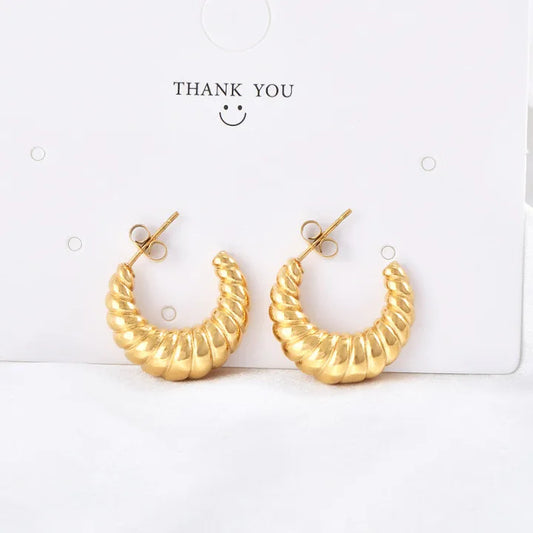 Classic C Shape 304 Stainless Steel 18K Gold Plated Earring