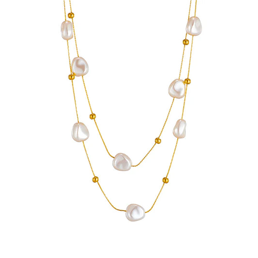 Pearl 304 Stainless Steel 18K Gold Plated Stainless Steel Necklace