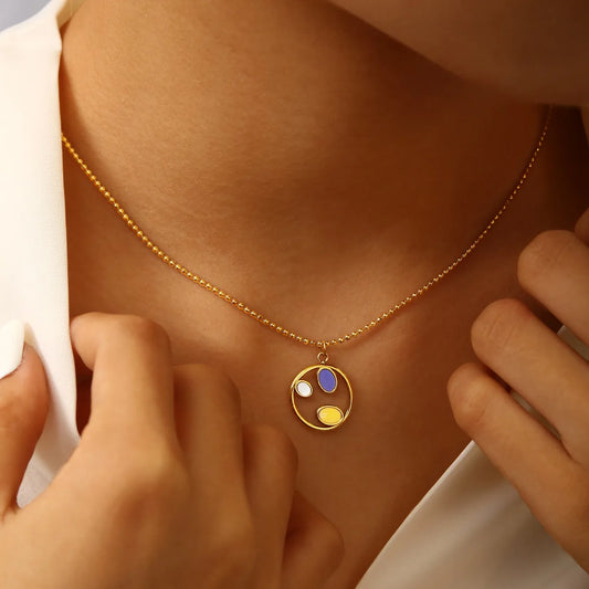 Tri Color Fashion Personalized Stainless Steel 18K Gold Plated Necklace