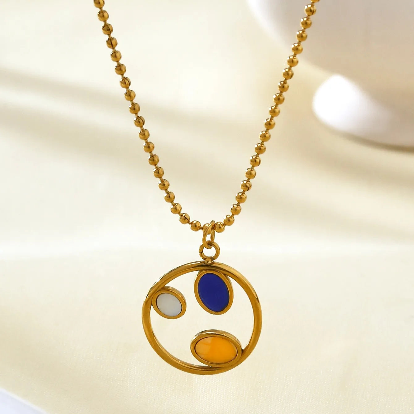 Tri Color Fashion Personalized Stainless Steel 18K Gold Plated Necklace
