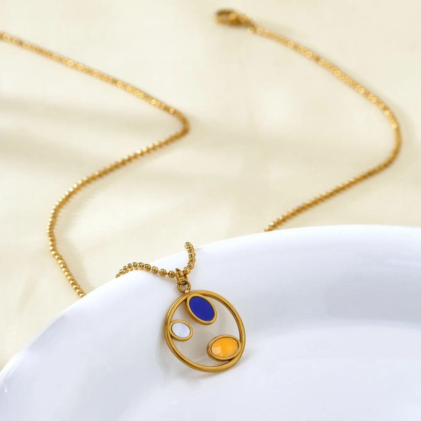 Tri Color Fashion Personalized Stainless Steel 18K Gold Plated Necklace