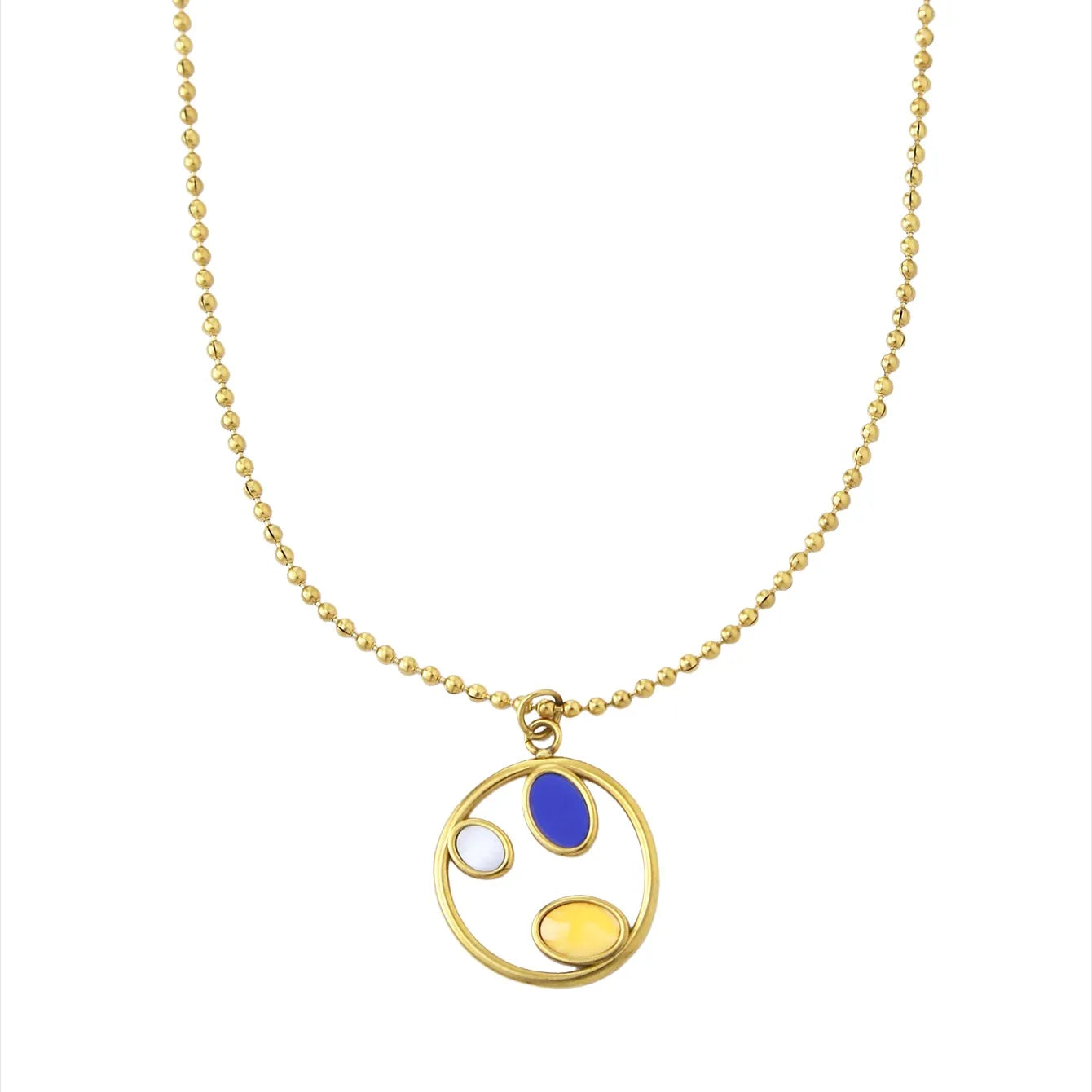 Tri Color Fashion Personalized Stainless Steel 18K Gold Plated Necklace