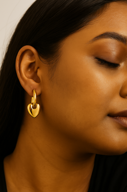 Oblong Charm Hoop 18K Gold Plated and Stainless Steel Earring