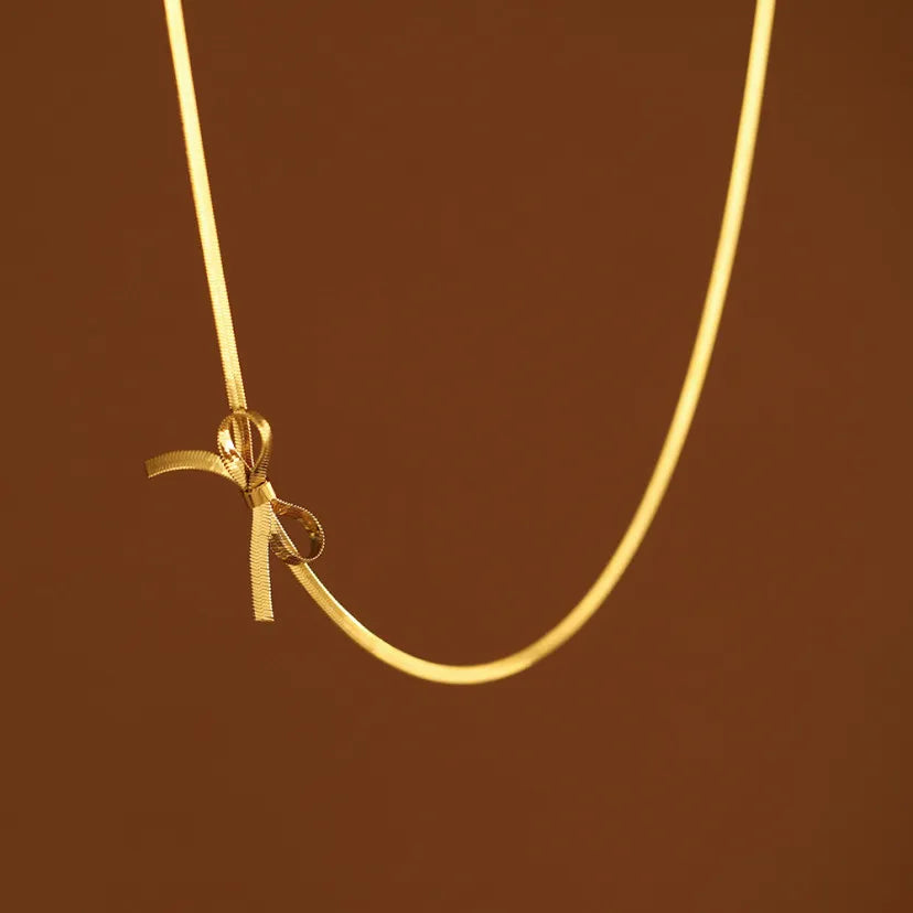 Bow Knot 304 Stainless Steel 18K Gold Plated Plating Stainless Steel Necklaces